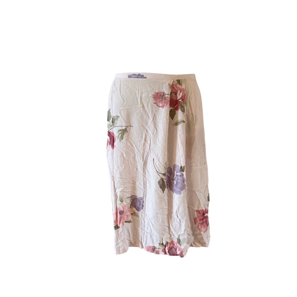 Vtg Y2K 2000s Pink Floral Midi Skirt Plus Size 20W Fairycore Cottagecore
